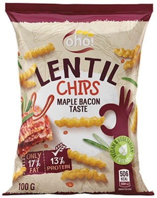 Oho! Lentil Chips Γαριδάκια από Φακές Bacon 100gr
